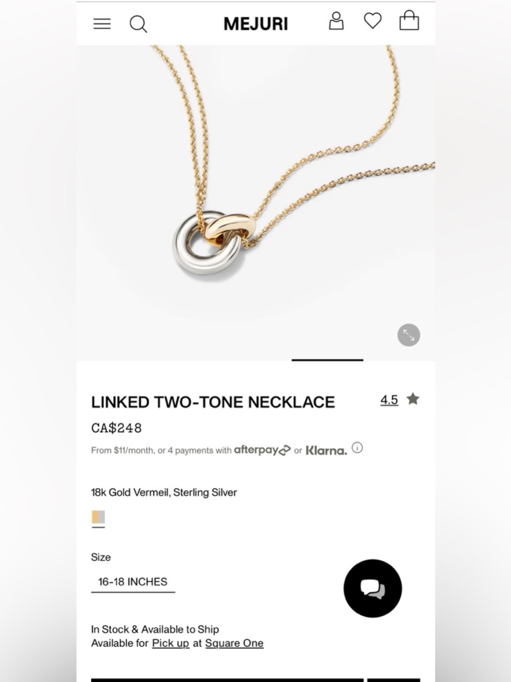 Mejuri Two-Tone Interlocking Necklace in Gold and Silver